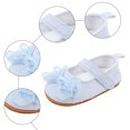 thumbnail image 6 of Baby Girls Mary Jane Flat Shoes with Lace Bowknot Soft Sole Walking Shoes Breathable Canvas Shoes Sky Blue 4 Infant, 6 of 6