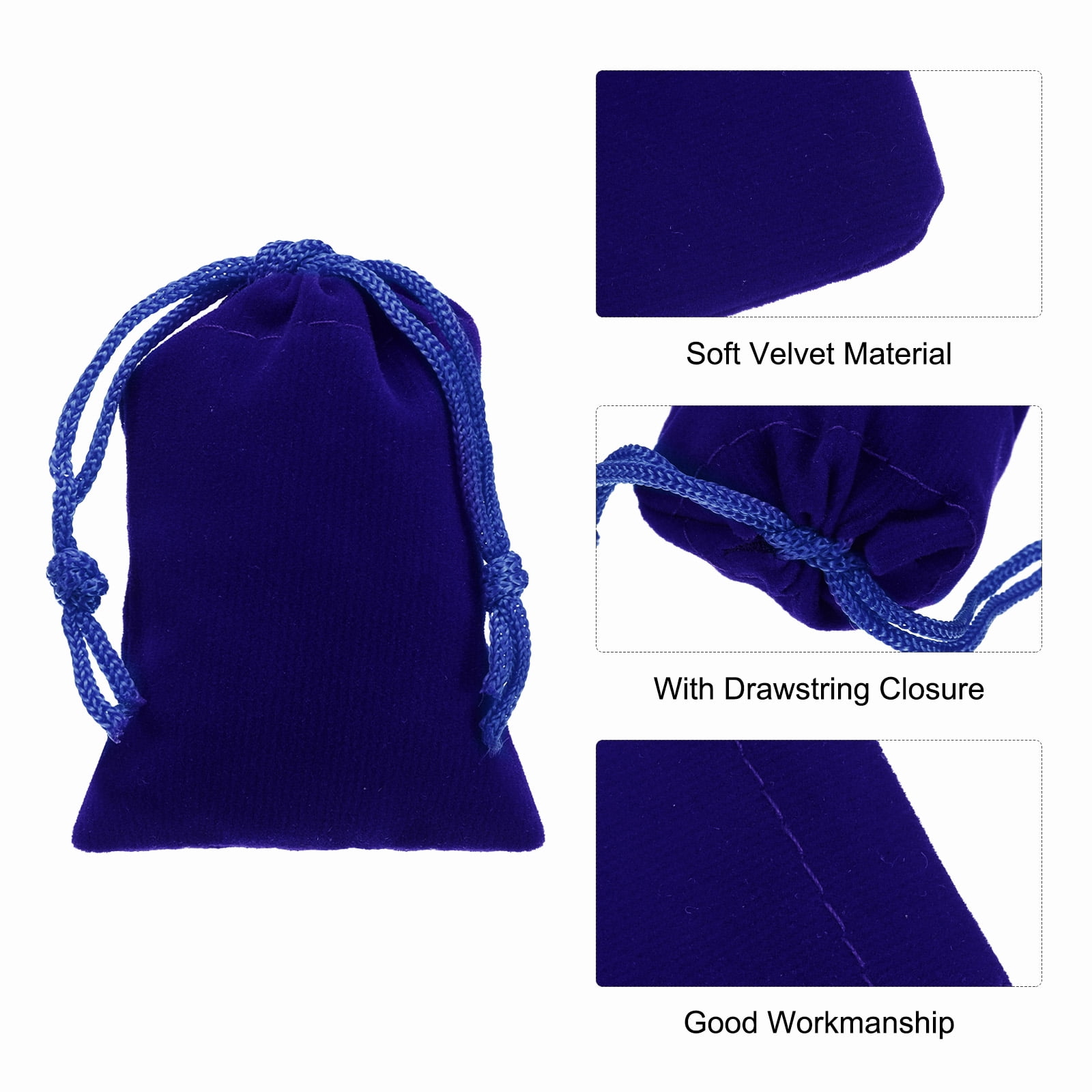 Unique Bargains Velvet Gift Bags Jewelry Drawstring Pouches for Wedding Favor 2"x2.8" Blue