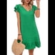 thumbnail image 2 of Vestidos de Verano para Mujer, Escote en V, Mangas , Dobladillo con Volantes, Vestido Verde XL, 2 of 8