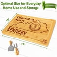 thumbnail image 3 of Bamboo State Cutting Board for Kitchen – Kentucky Cheese Board, Charcuterie Platter & Serving Tray, (15" x 10"), 3 of 7