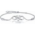 thumbnail image 1 of Women Bracelets 925 Sterling Silver Infinity Heart White Gold Plated Diamond Adjustable Bracelet Best Mother's Day Gifts for Women Girls - -, 1 of 4
