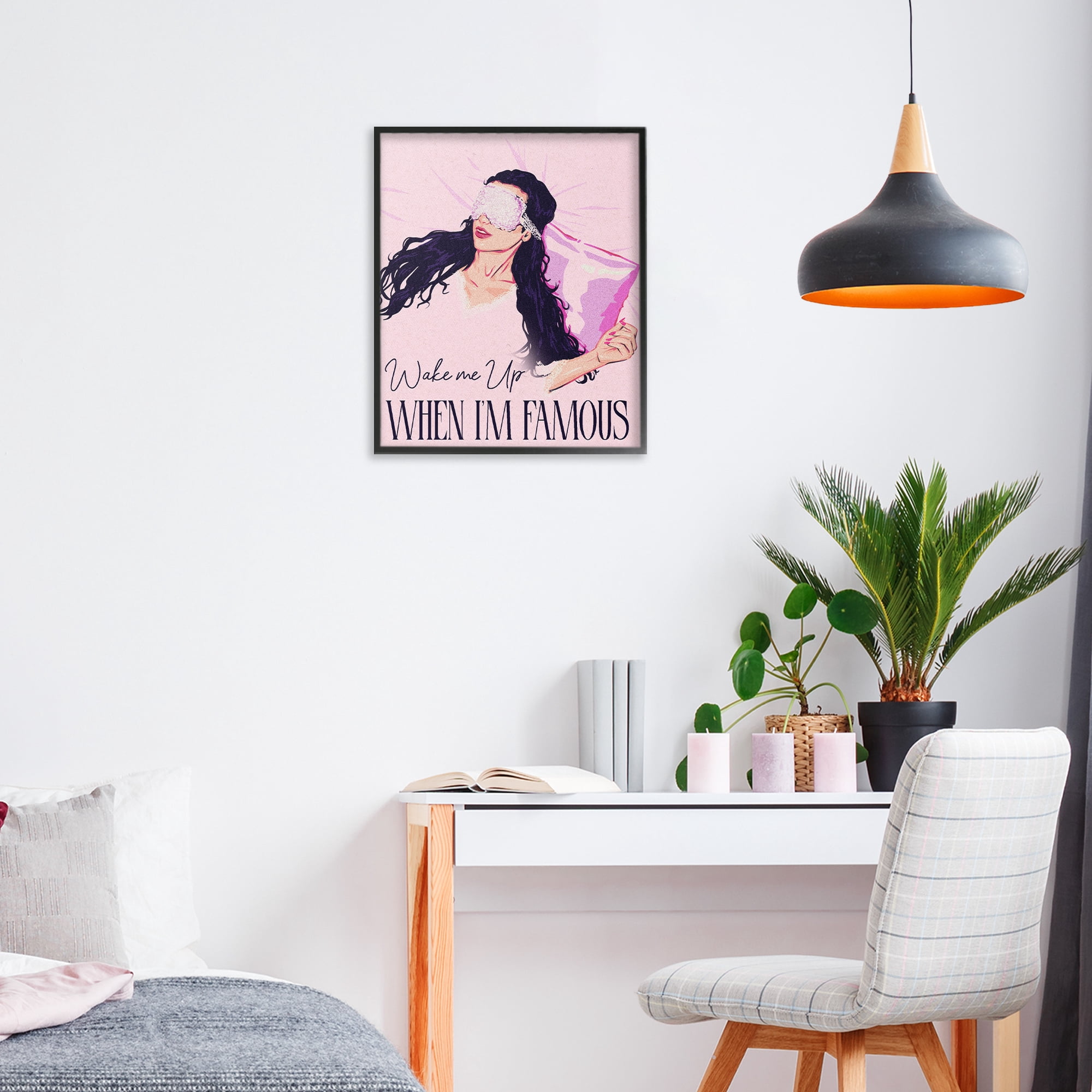 Stupell Industries Wake Me Up When Famous Black Framed Giclee Art, design by Ziwei Li