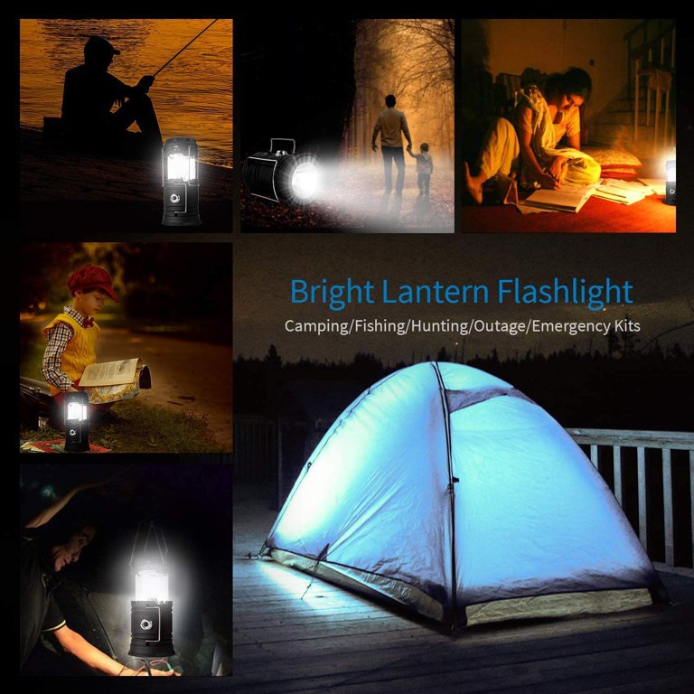 Camping Lantern Solar & Usb Rechargeable Led Camping Lights Portable  Collapsible Tent Lights For Camping Hiking