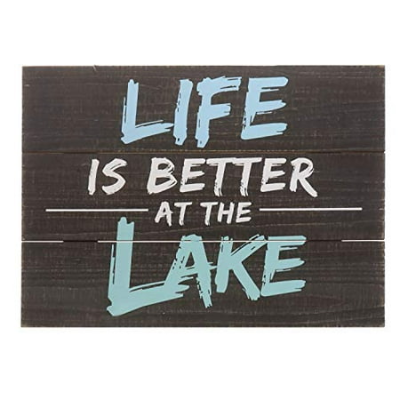 Barnyard Designs Life Is Better At The Lake Decor Sign Rustic Wood Lake House Cabin Home Wall Decoration 15.75