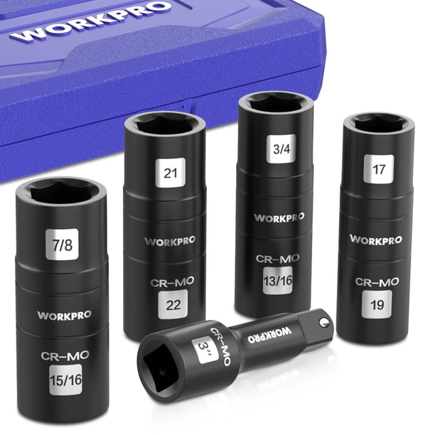 Juego de enchufes de impacto WORKPRO 1/2 Drive, 5 piezas con 3 barras de extensión
