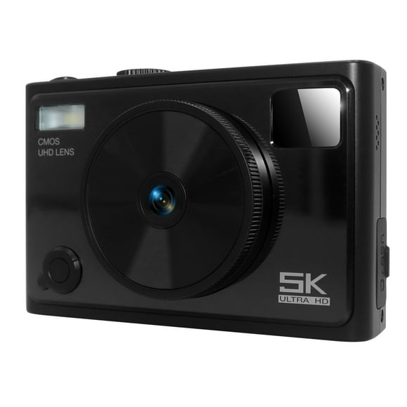 Cámara Digital 5K para Fotografía Cámara Digital Compacta Cámara Frontal y Trasera con Doble Lente Cámara para Selfies con Enfoque Automático Color Negro