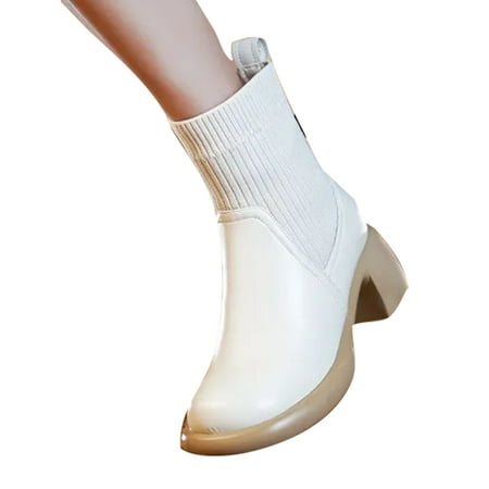

Rotosw Women Ankle Boots Lug Sole Winter Boot Casual Riding Booties Soft Comfort Fashion Bootie Office Breathable Shoes Beige 7.5
