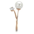 thumbnail image 4 of Women's Stainless Steel IP Rose Gold Synthetic Pearl in White Midi Ring, 4 of 4