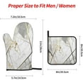 thumbnail image 3 of Oven Mitts and Pot Holders Sets of 4, White Gray Marble Kitchen Gloves for Cooking Baking Golden Line Hot Pads BBQ Potholders, 3 of 6