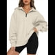 thumbnail image 1 of Sudadera de Entrenamiento de con Media Cremallera para Mujer, de Gran Tamaño, de Larga, Color Liso, con Hombros Caídos. Albaricoque XXL, 1 of 5