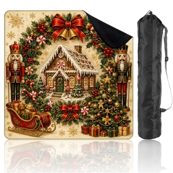 31.5" x 31.5" Mahjong Mat with Carrying Bag Christmas house Non-Slip Noise Reduction Game Mat for American Mahjong Table Cover Game Night Decor Hostess Gift