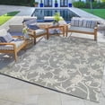 thumbnail image 3 of Reyn Spooner Kona Coast Polynesian Pareau Tropical Floral Gray Cream Flatweave Indoor/Outdoor Area Rug, 6x9, 3 of 9