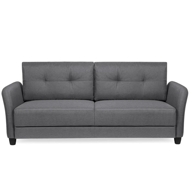 Best Choice Products 76in Contemporary Linen Fabric Upholstered Sofa Couch Lounger - Dark Gray - Walmart.com - Walmart.com