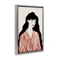 thumbnail image 2 of Stupell Industries Modern Woman in Striped Blouse Gray Floating Frame Canvas Art, 21 x 31, by Omar Escalante, 2 of 8