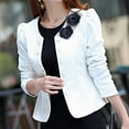 thumbnail image 3 of Xysaqa Women Elegant Slim Fits Double Breasted Blazer Jacket Open Front Cardigan Casual Long Sleeve Work Office Blazer Coat Dress Suit with Roses (S-3XL), 3 of 7