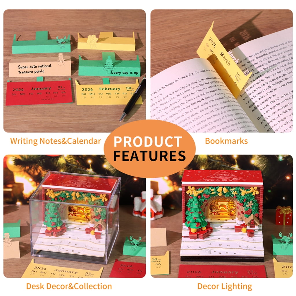 Zeiwohndc 2026 Holiday Themed Desktop Calendar Interactive 3D Art LED