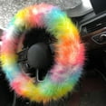 thumbnail image 5 of 3 Pcs Car Accessories Universal Fit Set, Multicolor Fuzzy Steering Wheel Cover Car Steering Wheel Gear Shift Cover Handbrake Cover, White, 5 of 9