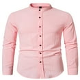 thumbnail image 2 of Classic Buttoned Henley Shirt for Men with Retro Cotton Linen Fabric, 2 of 5