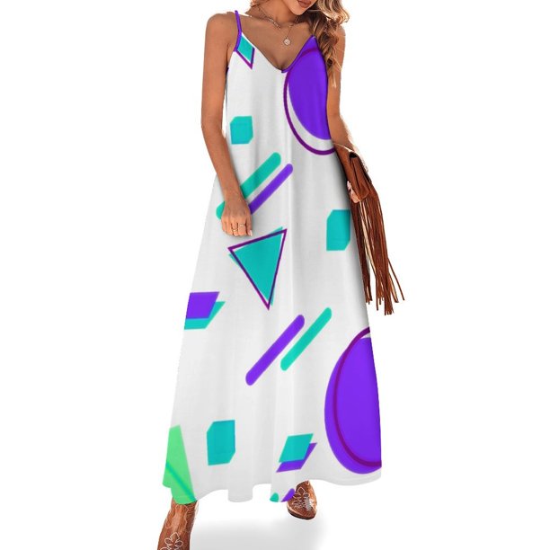Vestido sin mangas geométrico estilo Memphis Vestido femenino vestido elegante