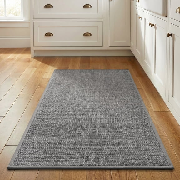 VUNATE Kitchen Rugs 17"x30" Woven Non Slip Kitchen Mat, Absorbent Washable Kitchen Rug with Durable Backing, Soft Low Profile Floor Mat for Kitchen Sink, Entryway, Laundry Room Gray