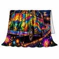 thumbnail image 2 of Hippie Van Road Trip Adventure Under Starry Night, Mystical Woodland Scene, Warm Flannel Blanket for Cabin and Lodge, Animal Lovers Camping Gift, Fantasy Home Decor, 2 of 9