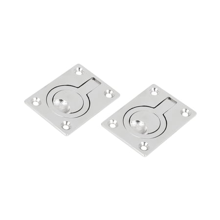 2pcs 316 Stainless Steel Boat Locker Hatch Lift Flush Ring Pull Handle 62x44mm