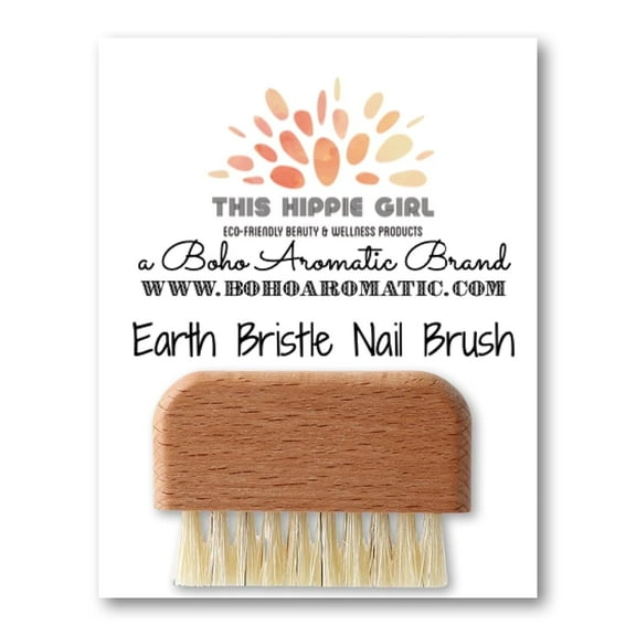 Earth Bristle Nail Brush, Dual-Sided Beechwood Scrubber with Natural Sisal Bristles for Hands, Feet & Nails, Eco-Friendly, Pocket-Size, Medium Firmness