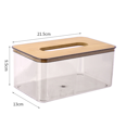 thumbnail image 2 of Tissue Box Cover Holder, Modern Transparent Rectangular/Square/Round Bamboo Facial Tissues Dispenser for Bathroom, Bedroom, Living Room, 2 of 6