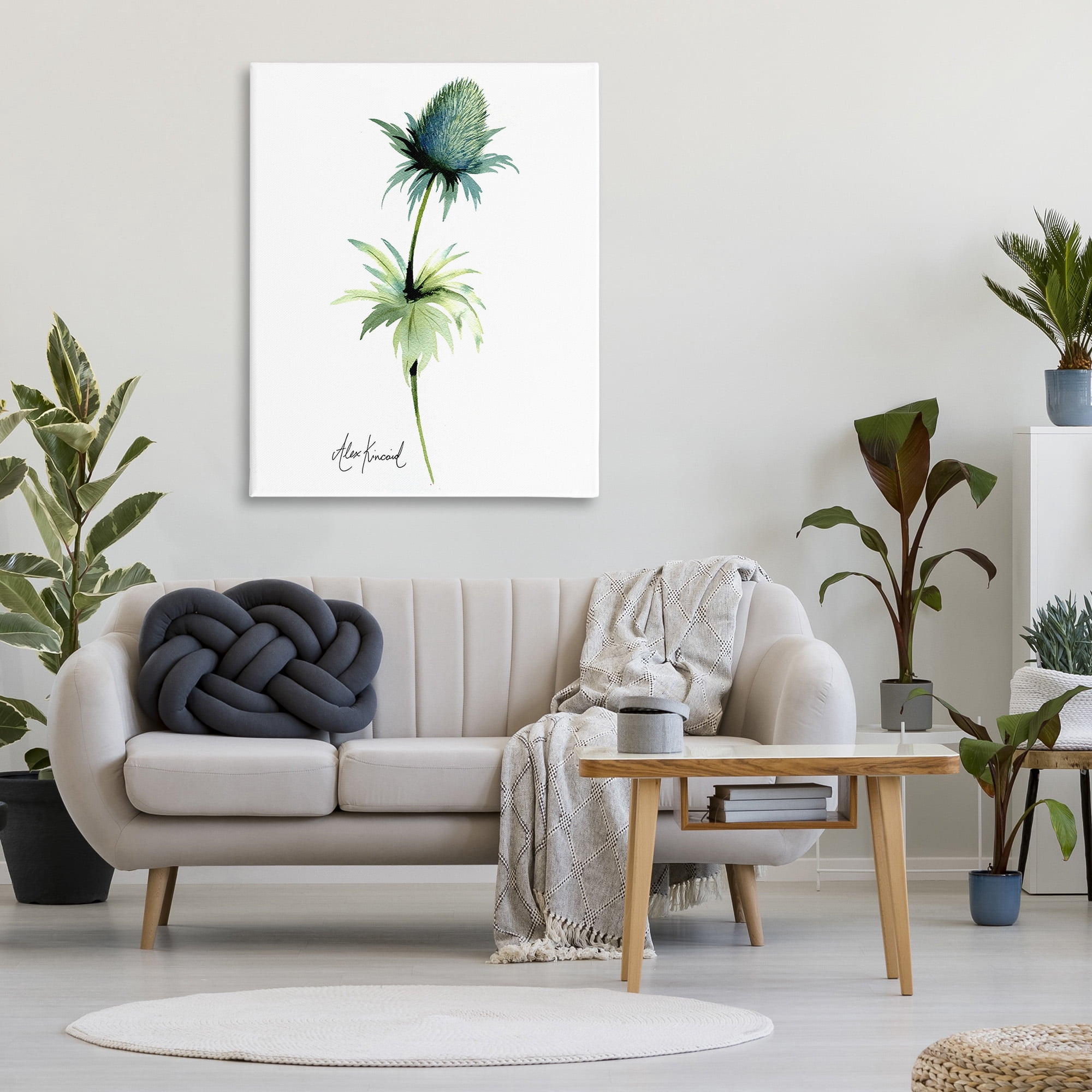Stupell Industries Simple Thistle Plant Botanical & Floral Painting Gallery Wrapped Canvas Art Print Wall Art, 36 x 48