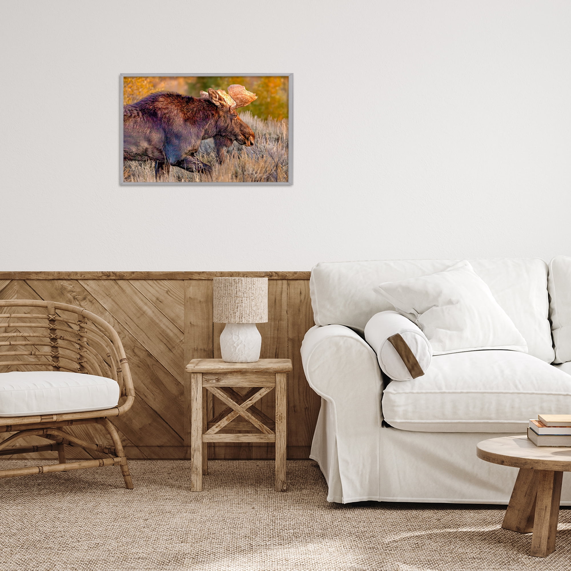 Stupell Industries Bull Moose At Dusk Gray Framed Giclee Art, design by Shelley Carlisle