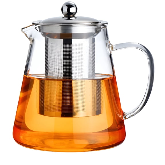 ACDANC Glass Teapot 44oz Borosilicate Clear Tea Kettle with Removable Stainless Steel Infuser
