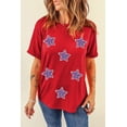 thumbnail image 3 of Women's Red July 4th Sequin Star Graphic T-Shirt for Independence Day | [ZhiHiMeRi] | (US 20-22)2XL, 3 of 6