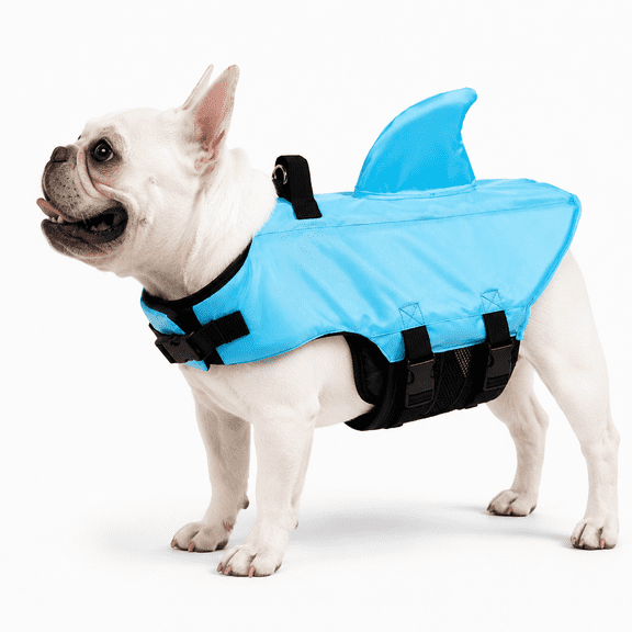 Shark Dog Life Jacket Adjustable Safety Swim Vest for Dogs with Buckle for Outdoor Water Activities