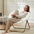 thumbnail image 4 of Folding Saucer Chair for Adults, Heavy Duty Moon Chair with Thick Cotton Padding, Foldable Papasan Chair for Bedroom, Dorm, Lounge,White, 4 of 6