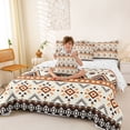 thumbnail image 4 of jejeloiu Classic Tribal 7 Pieces Full Size Bedding Sets,Traditional Print Full Size Bed in a Bag For Boys,Beige Orange,Reversible, 4 of 7