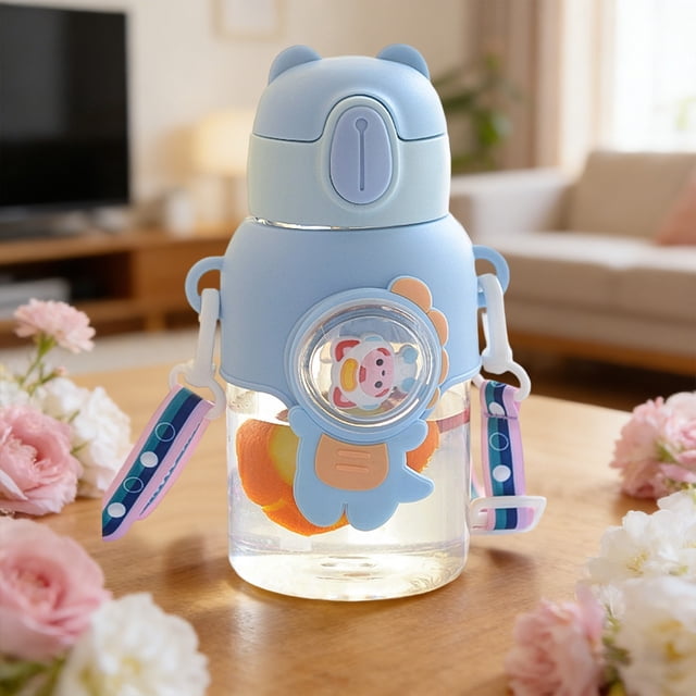 Botella de agua portátil sin BPA con pajita – Vaso espacial a prueba de fugas para uso diario, viajes y oficina.