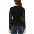 thumbnail image 3 of INSPIRE CHIC Women's V Neck Long Sleeve Semi Sheer Lace Floral Embroidery  Blouse XL Black, 3 of 5