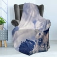 thumbnail image 4 of Alaska Soft Flannel Fleece Throw Blanket, Craggy Peaks in Southeast Alaska Fall Season Mountains Landscape Photo, Cozy Plush for Indoor and Outdoor Use, 60" x 80", Grey White Sky Blue, by Ambesonne, 4 of 5