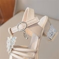 thumbnail image 6 of ITSAME Girls Sandals, Adjustable Strap Open Toe Low Block Heel Kids Fashion Party Princess Shoes Beige 3M(Big Kids), 6 of 9