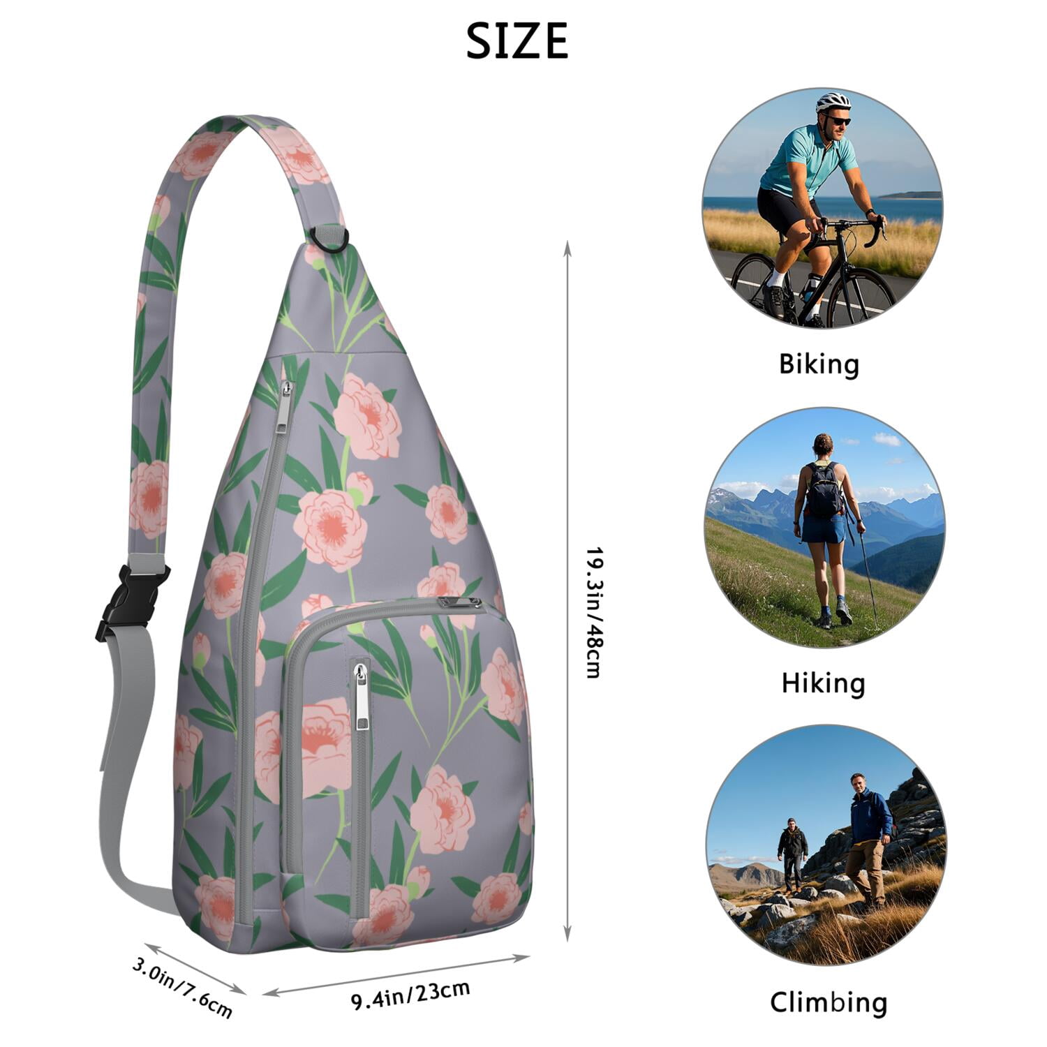Lightweight Tear - resistant Sling Bag with Daisy Design for Unisex