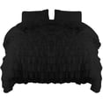 thumbnail image 2 of DNG Creations 5 Piece Full Waterfall Duvet Cover with Zipper Closure 800 Threads Count, 100% Egyptian Cotton ( California King - Solid Black ), 2 of 3