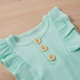 thumbnail image 6 of Odeerbi Infant Romper Baby Boys Girls Clothes Infant Sleeveless Solid Romper Ruffles Jumpsuit with Headbands Blue, 6 of 9
