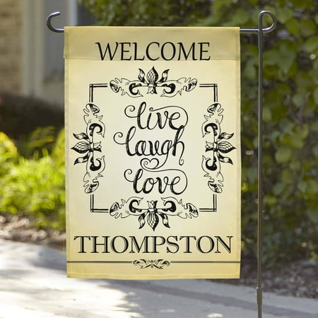 Personalized Live Laugh Love Welcome Garden Flag, 18" x 12"