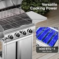 thumbnail image 3 of 4-Burner 32000 BTU Stainless Steel Propane Grill, 304 Grates, Foldable Side Shelves with Wheels, 3 of 7