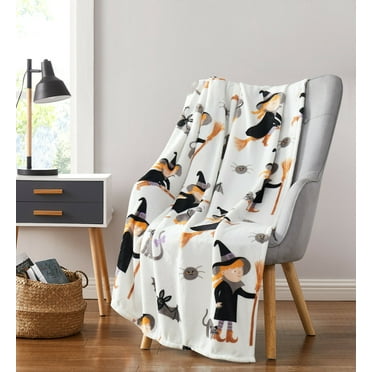 Kate Aurora Halloween Witches, Black Cats & Bats Ultra Soft & Plush Throw Blankets