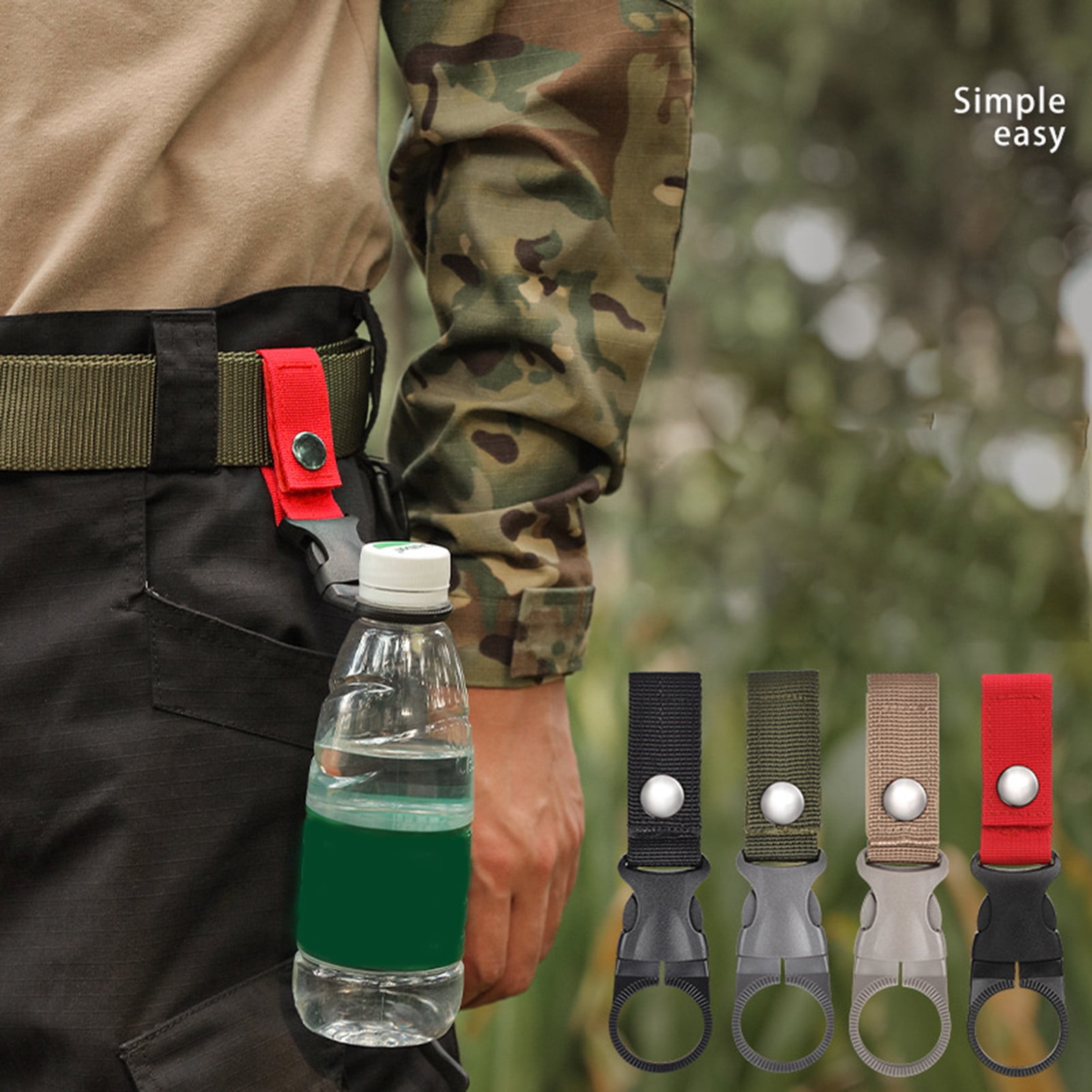 Hesroicy Portable Water Bottle Hanging Buckle Multifunctional Webbing  Carabiner Carrying Clip for Outdoor 