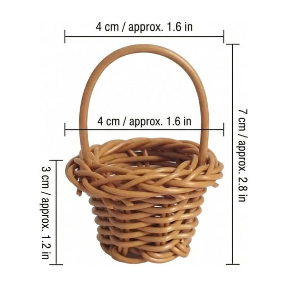 Small Wicker BasketwithHandle, Wicker Basket Small, 3X4inRattan Storage, Tiny Basket, Craft Display, Tan, 1 Pc