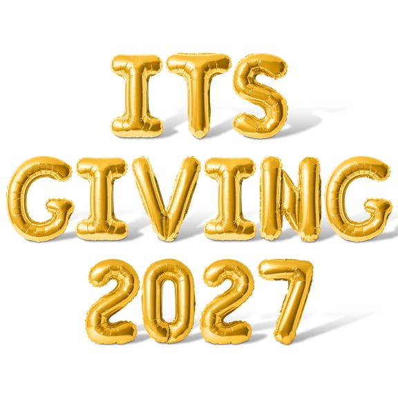 Letter Balloons - ITS GIVING 2027 16" Inch Alphabet Letters Foil Mylar Balloon New Years Party Banner (Gold)