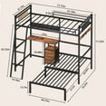 thumbnail image 3 of VNT Rustic Bunk Bed with Desk, Led Lights & Charging Station, Metal L-Shaped Twin Over Twin Beds, Loft Bed with Safety Guardrail and Ladder, 3 of 7