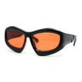 thumbnail image 2 of Womens Oversized Trendy Sport Thick Bevel Frame Wrap Plastic Sunglasses Black - Orange, 2 of 4